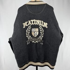 Vintage Platinum Rockman Black / Gray Hip Hop Button Front Jacket Size XL